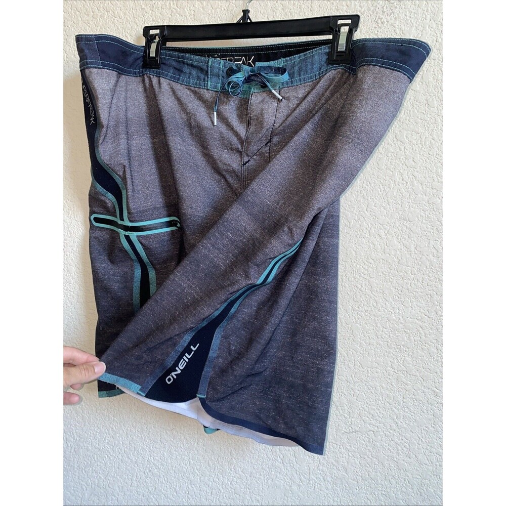 O Neill Board Swim Shorts Men 40 Super freak Surf Beach Stretch Zip Pocket Gray - Picture 4 of 10
